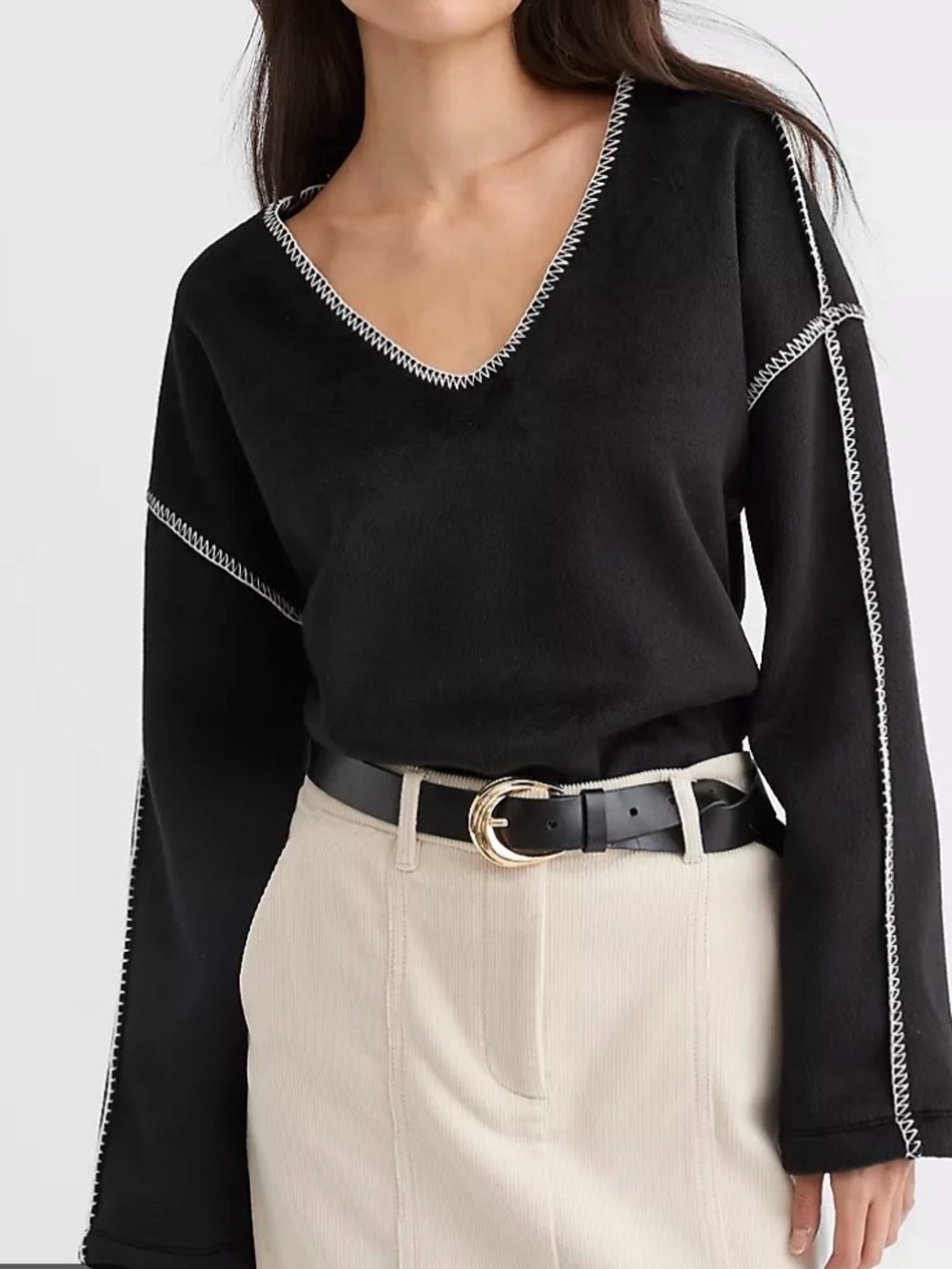 LOFT whipstitch fleece top